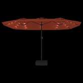 Podwójny parasol ogrodowy z LED, terakotowy, 449x265 cm
