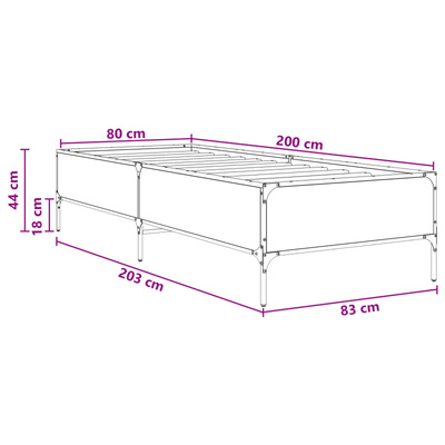 Ramka łóżka Dąb dymny 80 x 200 cm Drewno inżynieryjne