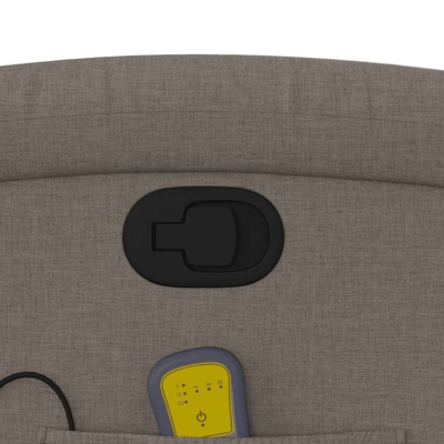 vidaXL Podnoszony fotel masujący, rozkładany, kolor taupe, tkanina