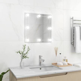 Lustro ścienne z lampkami LED, kwadratowe, szklane vidaXL