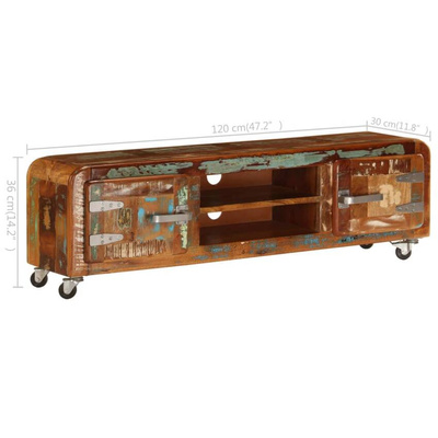 vidaXL Szafka pod TV, 120x30x36 cm, lite drewno odzyskane