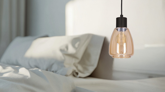 MOLDO lampa wisząca czarny 1x40W E27 klosz bursztynowy  31-35073