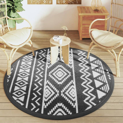 vidaXL Dywan na zewnątrz, czarny, ?160 cm, PP model standard
