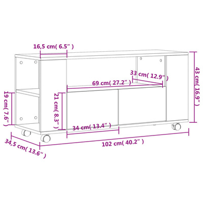 vidaXL Szafka pod TV, dąb sonoma, 102x34,5x43, materiał drewnopochodny