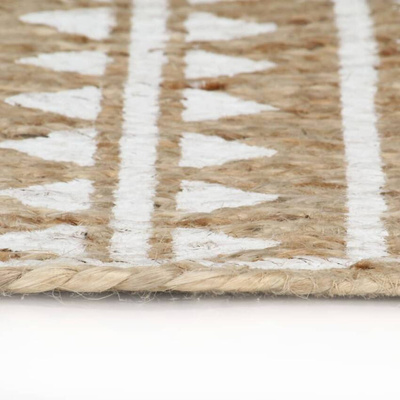 vidaXL Ręcznie wykonany dywanik, juta, biały nadruk, 90 cm
