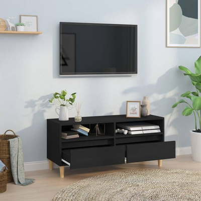 vidaXL Szafka pod TV, czarna, 100x34,5x44,5cm, materiał drewnopochodny