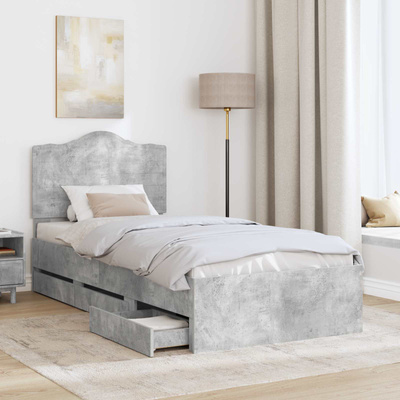 Ramka łóżka Betonowy Szary 90 x 200 cm Drewno inżynieryjne