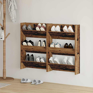 Szafka na buty z półką 2 pcs Stare drewno 60 x 18 x 90 cm