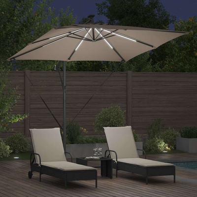 Parasol plażowy z paskami LED Ciemnoszary 249 x 249 x 250 cm