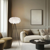 Lampa podłogowa CAFEE’ z abażurem kremowym latte 52 cm - lampa stojąca w stylu skandynawskim E27