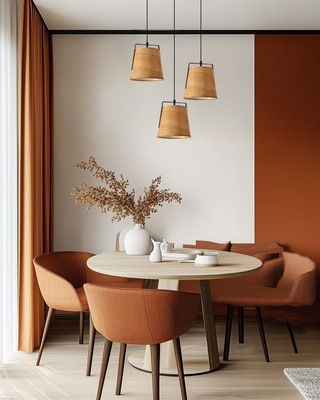 Lampa wisząca z abażurem Milbury czarna z żółtym abażurem E27 do salonu
