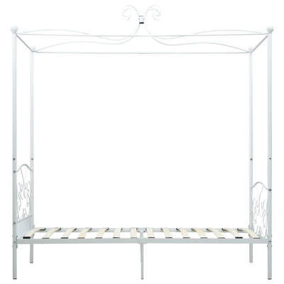 Rama łóżka z baldachimem, biała, metalowa, 90 x 200 cm vidaXL