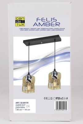 Lampa wisząca czarna/bursztynowa listwa 2xE27 Felis 32-00170