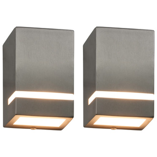 Zewnętrzne lampy ścienne, 2 szt., 35 W, srebrne, prostokątne