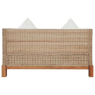 2-osobowa sofa z poduszkami, naturalny rattan