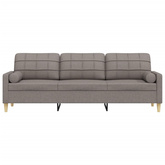 3-osobowa sofa z poduszkami, taupe, 210 cm, obita tkaniną