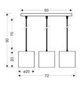 Lampa wisząca biała listwa 3xE27 Atlanta 33-00651
