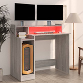 vidaXL Biurko z podświetleniem LED, szary dąb sonoma, 97x45x90 cm