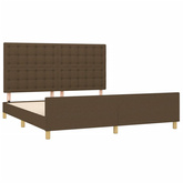 vidaXL Rama łóżka z zagłówkiem, ciemnobrązowa 180x200 cm obita tkaniną model standard
