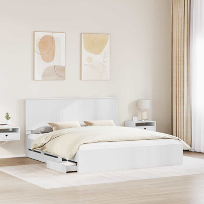 Ramka łóżka z szufladą Biały 180 x 200 cm Drewno inżynieryjne