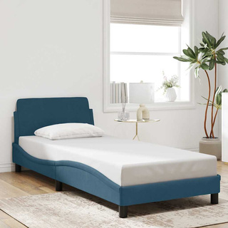 Rama łóżka z zagłówkiem, Dover, niebieska, 80x200 cm, aksamitna