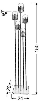 Lampa podłogowa chromowa mat 5xG4 Luxor 54-02818