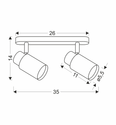 Claro lampa sufitowa listwa biały 2x15W GU10 klosz biały+drewniany  92-27719