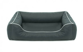 Legowisko dla psa Sofa Valencia Standard w kolorze ciemnoszarym z białym wykończeniem Rozmiar: XL - 120 x 90 cm - do samodzielnego złożenia