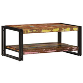 Stolik kawowy wielokolorowy 90x50x38 cm lite drewno odzyskane