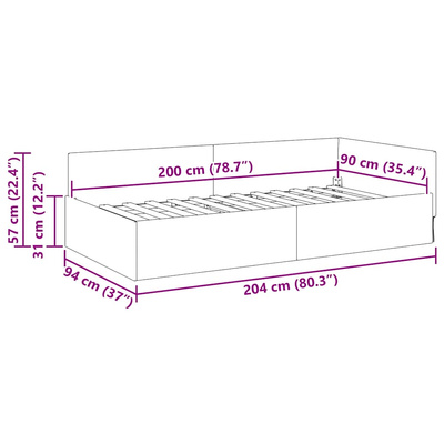 Rama łóżka narożnego Ciemna zieleń 90 x 200 cm Aksamit