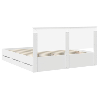 Ramka łóżka z szufladą Biały 180 x 200 cm Drewno inżynieryjne
