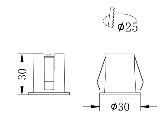 Mini oczka LED Downlight mini do wnęki 2.5cm