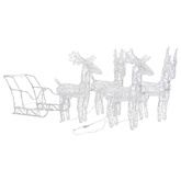 vidaXL Świąteczna dekoracja: renifery z saniami, 280x28x55 cm, akryl model standard