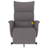 vidaXL Rozkładany fotel masujący z podnóżkiem, szary, sztuczna skóra