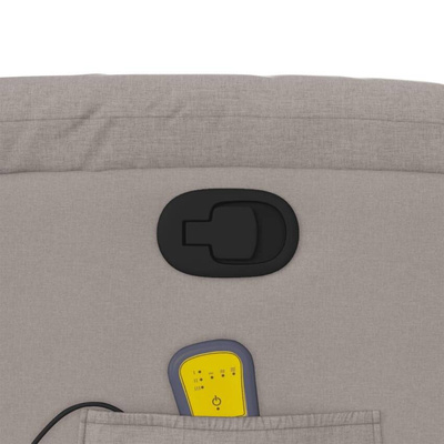 vidaXL Podnoszony fotel masujący, rozkładany, kolor taupe, tkanina