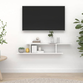 vidaXL Wisząca szafka pod TV, biel z połyskiem, 125x18x23 cm