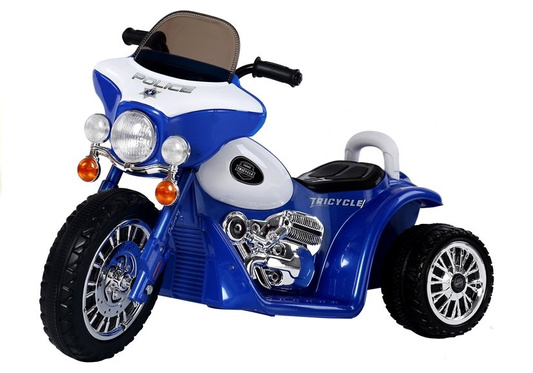 Motor na Akumulator Trójkołowy JT568 Policja Dla Dzieci LED Niebieski