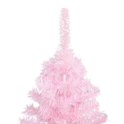 vidaXL Sztuczna choinka z lampkami i bombkami, różowa, 150 cm, PVC model standard