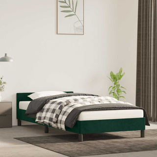 vidaXL Rama łóżka z zagłówkiem, ciemnozielona, 90x190 cm, aksamitna model standard