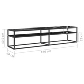 vidaXL Szafka pod TV, czarny marmur, 180x40x40,5 cm, szkło hartowane