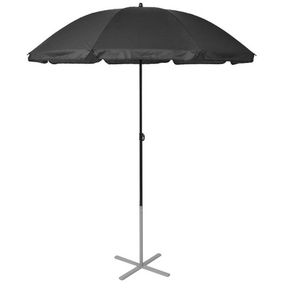 vidaXL Leżaki z parasolem, aluminiowe, czarne
