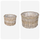 Kosz na rośliny 2 szt. Naturalna szarość Rattan Kubu