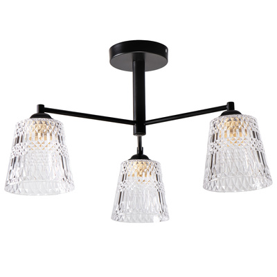 Lampa wisząca Kair potrójna z kloszem do salonu czarna metalowa E27