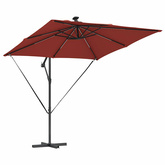 Parasol plażowy z paskami LED terakota 249 x 249 x 250 cm