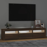 vidaXL Szafka pod TV z oświetleniem LED, brązowy dąb, 180x35x40 cm