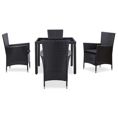 5-cz. zestaw mebli ogrodowych, rattan PE, czarny