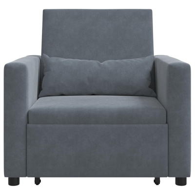Rozkładana sofa jednoosobowa z kółkami ciemno szary Aksamit