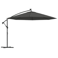 Parasol wiszący z LED i metalowym słupkiem, 350 cm, antracytowy