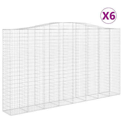 Kosze gabionowe, 6 szt, 400x50x220/240 cm, galwanizowane żelazo