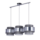 Hare lampa wisząca chromowy 3x60w e27 abażur szary+srebrny